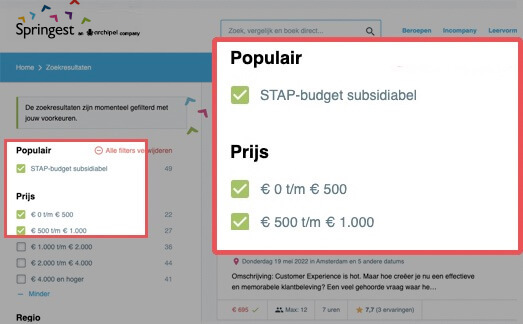 STAP-budget populair filter